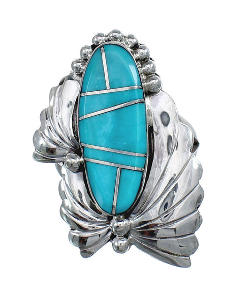 Native American Navajo Turquoise Sterling Silver Ring Size 10 JX124133